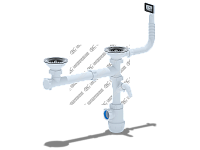 Сифон "АНИ Грот" (3 1/2"х40, с переливом, с отв. для стир. машины, двойной) (A 7500S)